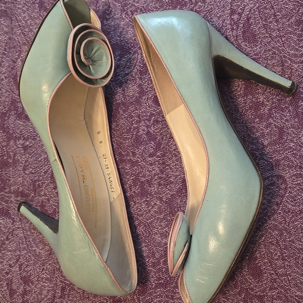 Bruno Magli Women's Blue Peep-Toe Shoes - Picture 4 of 4